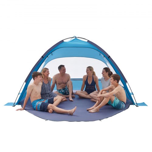 

VEVOR Beach Tent Sun Shelter for 6 Person, UPF 50+ Protection, Portable Sun Shade Canopy with Carrying Bag & Sand Pockets, Lightweight and Easy Setup Beach Umbrella for Camping Fishing Outdoor Picnic