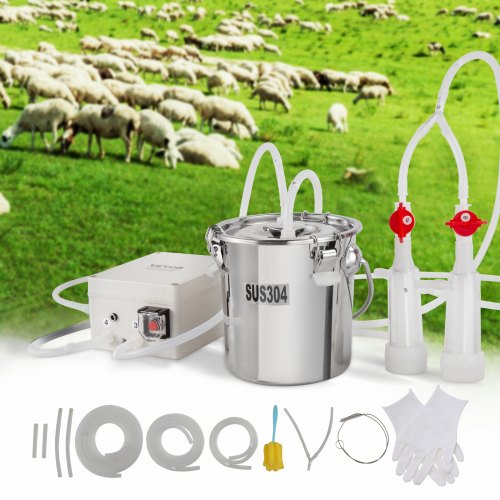 

VEVOR Goat Milking Machine, 3 L 304 Stainless Steel Bucket, Electric Automatic Pulsation Vacuum Milker, Portable Milker with Food-grade Silicone Cups and Tubes, Adjustable Suction for Sheep