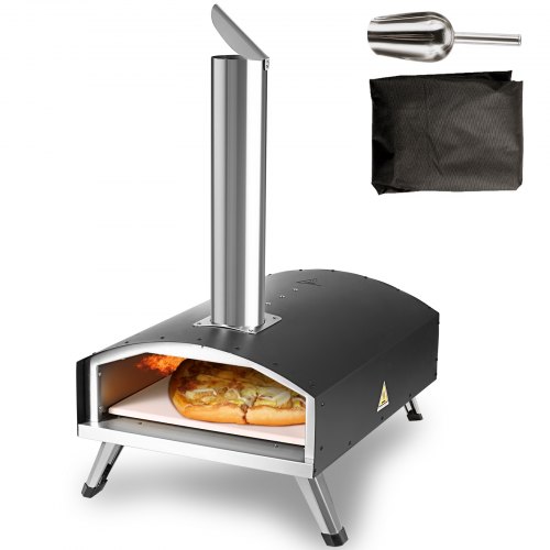 

VEVOR Outdoor Pizza Oven, 12-inch, Wood Pellet and Charcoal Fired Pizza Maker, Portable Outside Stainless Steel Pizza Grill with Pizza Stone, Waterproof Cover, Shovel, Wood Burner for Backyard Camping