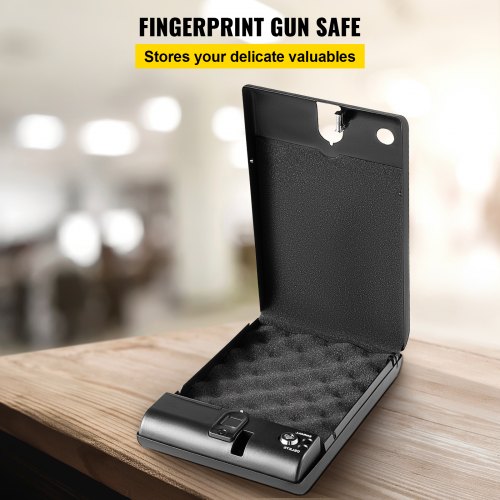 VEVOR Gun Safe Pistol Safe 10.63x7.48x2.17in Lock Box 120 Fingerprint for Secure 