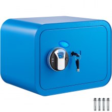 VEVOR Safe Box, 1 Cubic Foot Money Safe with Fingerprint Lock and Key Lock, Alloy Steel Home Safes with 2 Keys, Wall-Mounted Security Safe for Cash, Watch, Jewelry, Passports, Documents (Blue)