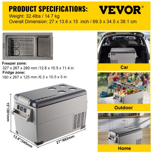 VEVOR 20L Mini Tragbare Kühlschrank Kühlbox Auto Campingbox Fahrzeug Mit APP