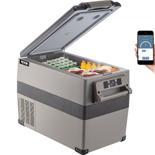 

VEVOR 12 Volt Refrigerator, 48 Quart (45L) Fast Cooling Portable Freezer with App Control (-4℉~68℉), Car Fridge with 12/24v DC & 110-240v AC for Travel, Truck, Camping and Home Use, Black