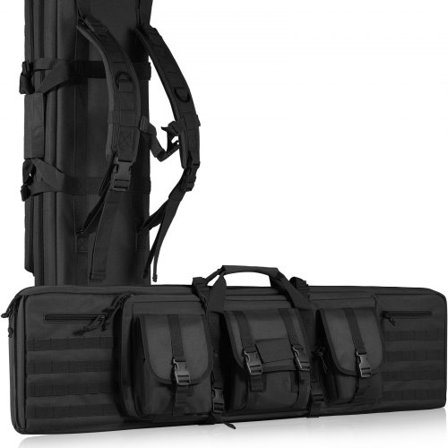 

VEVOR Rifle Bag, 36 inch Tactical Double Long Gun Bag, Soft Rifle Case with Lockable Zipper, Portable Handle & Shoulder Strap, 3 Large Storage Pockets Rifle Case for Two 34" Rifles & 2 Pistols, Black