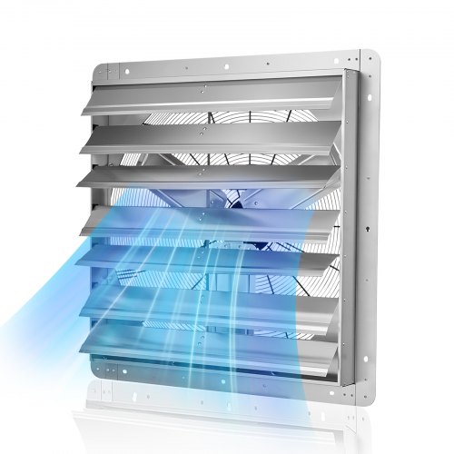 VEVOR 30 inch Shutter Exhaust Fan, Wall Mounted Attic Vent Fan with 6900 CFM Airflow, AC Motor, Heavy-duty Steel Construction, Low Noise for Shed, Garage, Greenhouse Ventilation Cooling, Silver