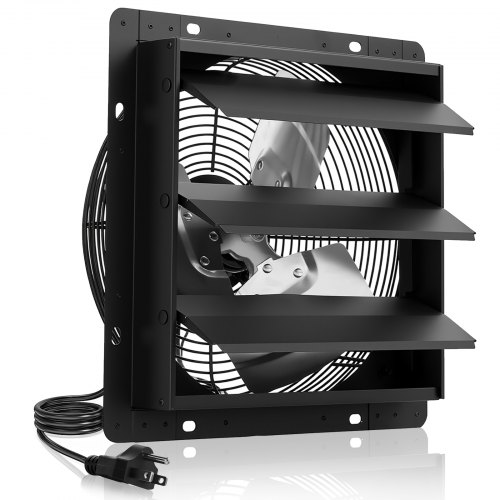 VEVOR 10 inch Shutter Exhaust Fan, Wall Mounted Attic Vent Fan with Smart Programming Variable Speed Temperature Control, 1000 CFM,EC Motor,Timer, for Shed,Garage,Greenhouse Ventilation Cooling,Black BYCSPQSECDJKDHCDB001V1
