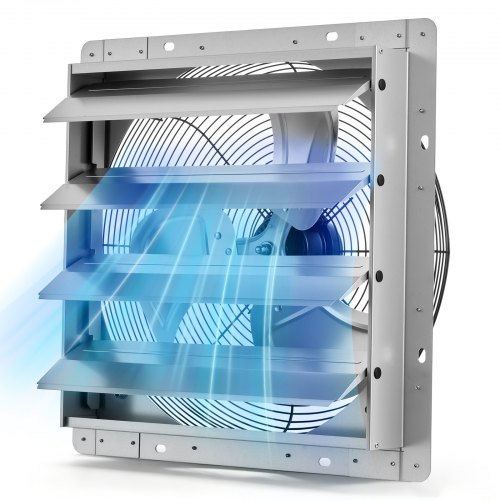 Vevor 16 Inch Shutter Exhaust Fan Wall Mounted Automatic Louvers Silver, Sturdy Steel Housing, 2438 CFM Low Noise, AC Motor, Ventilation And Cooling F-image