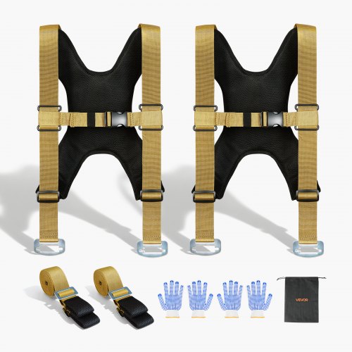 VEVOR Moving Straps, Supports up to 1000 lbs, 2-Person Lifting and Moving System with 2 Harness Straps & 2 Load-bearing Straps, Adjustable Lifting Straps for Moving Furniture Appliances Mattresses