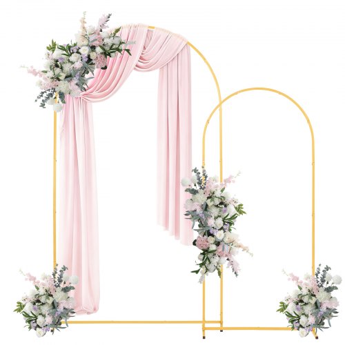 

VEVOR Arch Backdrop Stand, Set of 2, 7.2 ft and 6 ft, Stable Structure, Easy Assembly, Gold Metal Arch Backdrop Stand for Wedding, Birthday Party, Graduation, Celebration, and Ceremony Decoration