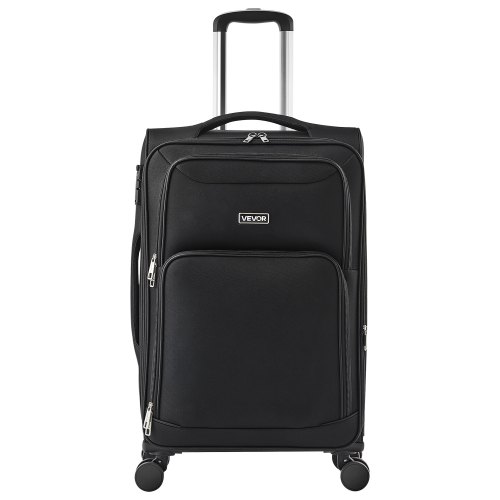 

24-Inch Softside Expandable Luggage with Spinner Wheels Checked Suitcase Black