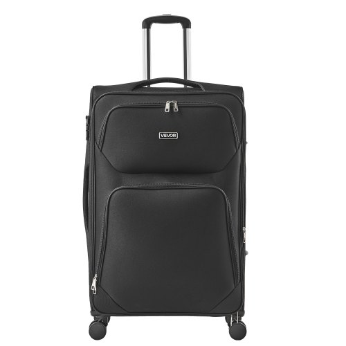 

28-Inch Softside Expandable Luggage with Spinner Wheels Checked Suitcase Black