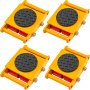 VEVOR Machinery Mover Machinery Skate Dolly 6T, w/ 360° Rotation, 4pcs in Yellow