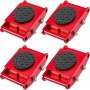 Vevor Machinery Movermachinery Skate Dolly6t W/ 360° Rotation Cap, 4pcs In Red