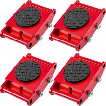 VEVOR Machinery Mover Machinery Skate Dolly 6T w/ 360° Rotation Cap, 4pcs in Red