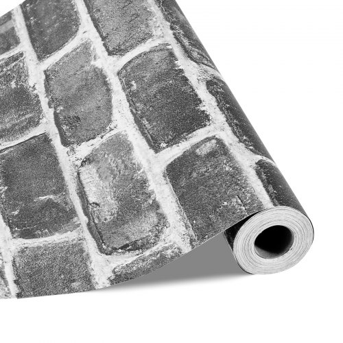 VEVOR Peel and Stick Wallpaper 17.7x393.7 in Gray Brick Waterproof for Bedroom
