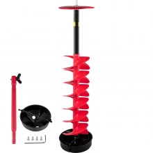 VEVOR Ice Drill Auger, 8' Diameter Nylon Ice Auger, 39' Length Ice Auger Bit,Auger Drill with 11.8' Extension Rod,Auger Bit  Drill Adapter,Top Plate & Blade Guard for Ice Fishing Ice Burrowing Red