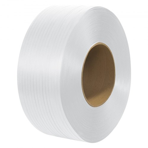 

VEVOR Packaging Polypropylene (PP) Strapping Roll, 9900' Length x 1/2" Width x 0.03" Thickness, 243 lbs Break Strength, Heavy Duty Banding Pallet Strap Coil, Portable Strong Packing Straps, White