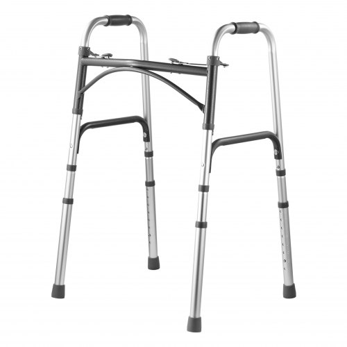 Vevor Folding Walker, 2-Button Folding Walkers With 8-Level Adjustable Height And Durable Handles, Lightweight Aluminum Mobility Walker Aid For Elderl-image