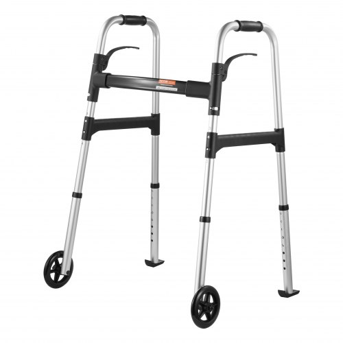

VEVOR Folding Walker Aluminum Mobility Walker Aid with Adjustable Height & Wheel