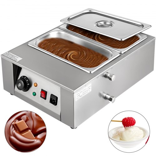 

VEVOR 17.6 Lbs Chocolate Tempering Machine, Chocolate Melting Machine with Temperature Control (0~80℃/32~176℉)，1000W Electric Commercial Food Warmer For Chocolate/Milk/Cream/Soup Melting and Heating,2 Tanks.