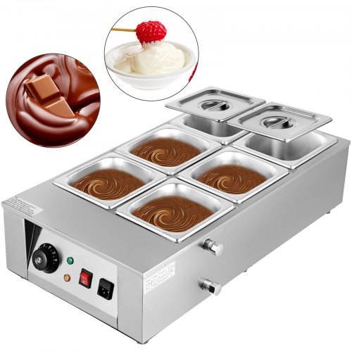VEVOR Commercial Electric Chocolate Tempering Machine Melter Maker with 4 Melting Pot 8kg Capacity Electric Water Heating Chocolate Melter 