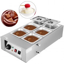 VEVOR Electric Chocolate Melting Pot Machine 6 Tanks 26.45lbs Capacity Commercial Home Electric Chocolate Heater Electric Chocolate Melter for Bakeries Cafes and Chocolate Fountains (6 Tanks)
