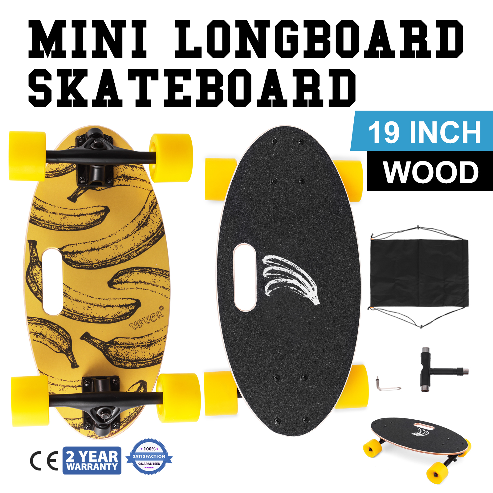 19" Mini Cruiser Skateboard Deck Complete Mini Longboard Retro Fast Street от Vevor Many GEOs