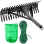 VEVOR Pond Rake, 24 inch Aquatic Weed Rake, Double Sided Lake Weed Cutter, Clean Aquatic Weeds Muck Silt Lake Rakes, Weed Rake Tool for Lake Pond Beach Landscaping, Lake Weed Rake with 66 ft Rope
