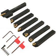 VEVOR Indexable Carbide Tools, 1/4" Industrial Lathe Tools, 7Pcs/Set Turning Tool Set, Super-Hard 40cr Mental Lathe Tools Black 