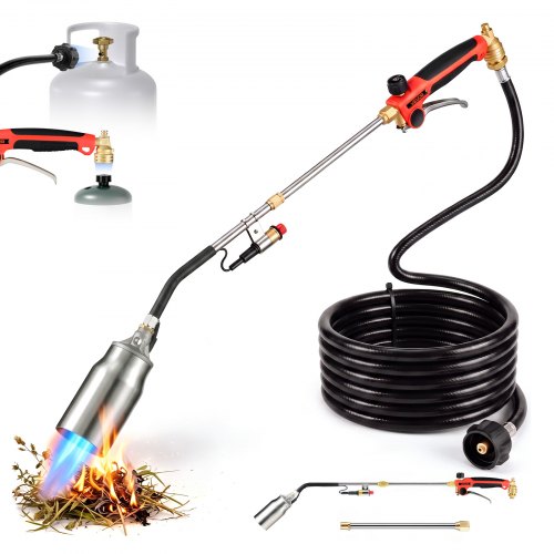 Vevor Propane Torch Weed Burner 34" 270,000 BTU Output with 12.5 ft Hose, for Garden Road Ice Snow Melting, Adjustable Flame, Heavy Duty Blow Torch with Turbo Trigger & Self Igniter, Flamethrower