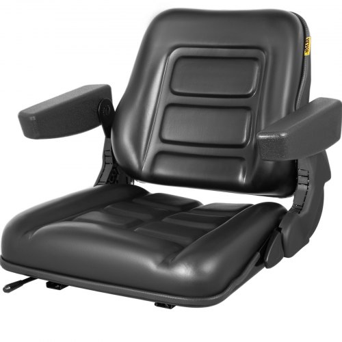 VEVOR Universal Forklift Seat Black PVC Tractor Seat, 6"/150MM Adjustable Mower Seat Foldable Seat Including Armrests&Seat Switch, 18.5" x 20" x 18" Skid Steer Seat Fit Forklift, Tractor, Skid Loader