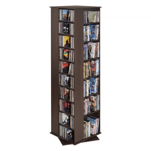 

VEVOR Media Storage Cabinet, CD Rack Tower, 34 Compartments Rotating Media Tower Rack for CDs, DVDs, Books and Game Discs, DVD Stand for Living Room, Home Office and Recording Room, Brown