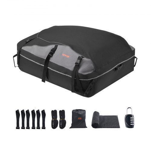 

VEVOR Car Rooftop Cargo Carrier Bag, 21 Cubic Feet Cargo Carrier for Car Roof, 100% Waterproof 900D Oxford Cloth Roof Luggage Bag for All Vehicle with/without Rack- with Lock, Non-Slip Mat, Door Hooks