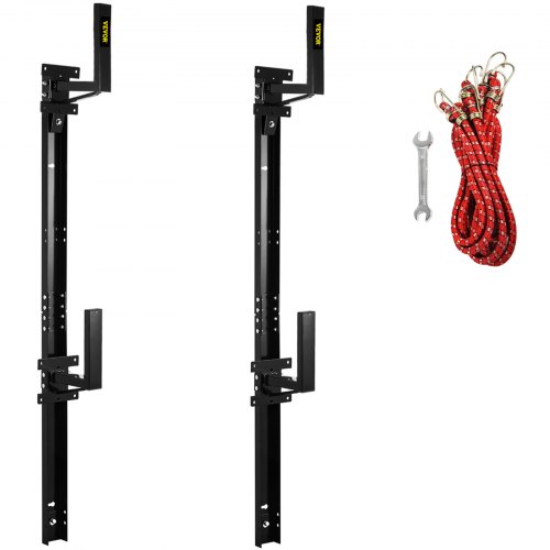 

VEVOR Trailer Ladder Rack, Fit for Enclosed Trailer Exterior Side Wall, 2 Bars Adjustable Steel Side Mount Ladder Rack with 441 LBS Capacity, Carry 1 or 2 Ladders, Black