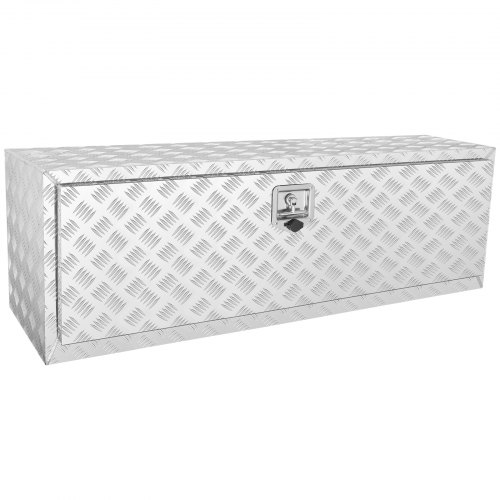VEVOR Underbody Truck Box, 48″×17″×18″ Pickup Storage Box, Heavy Duty Aluminum Diamond Plate Tool Box with Lock and Keys, Waterproof Trailer Storage B