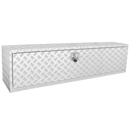 VEVOR Underbody Truck Box, 60″×17″×18″ Pickup Storage Box, Heavy Duty Aluminum Diamond Plate Tool Box with Lock and Keys, Waterproof Trailer Storage B