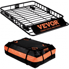 VEVOR Roof Rack Cargo Basket, 51" x 36" x 5" Rooftop Cargo Carrier w/ 15 Cu Ft Waterproof Cargo Bag, 200 LBS Capacity Universal Rack Carrier  for SUV, Truck