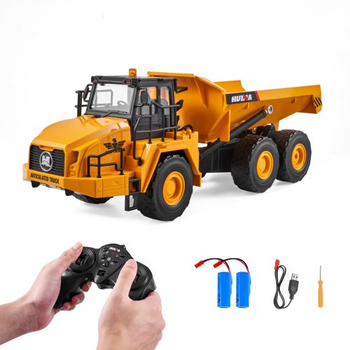 

VEVOR RC Dump Truck Toy, 11-Channel 1:18 Scale, Remote Control Dump Truck RC Construction Vehicle Truck Toy with Metal Cabin & Light, 2 Rechargeable Batteries for Toddlers Kids Boys and Girls Age 6+
