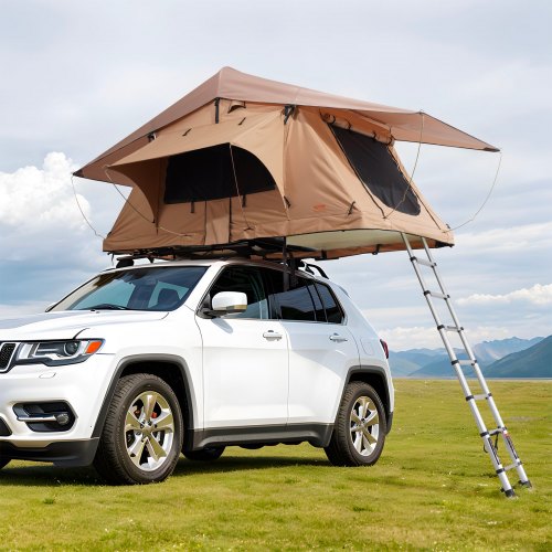 

VEVOR Rooftop Tent Hard Shell 2-3 Person Waterproof for Jeep SUV Truck w/ Ladder