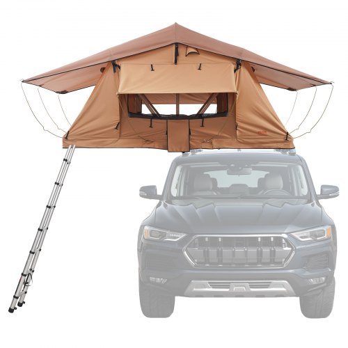 VEVOR Rooftop Tent Hard Shell, Naturnest Rooftop Tent Hardshell for 2-3 Person, Folding Hard Shell Roof Top Tent with Telescopic Ladder Mattress PVC C