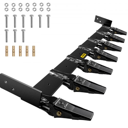 VEVOR Bucket Tooth Bar 66'' Inside Bucket Width Tractor Bucket Teeth 9.84'' Teeth Space Tooth Bar for Loader Bucket 23TF Bolt on Tooth Bucket Enables Penetration of Compacted Soil and Other Materials