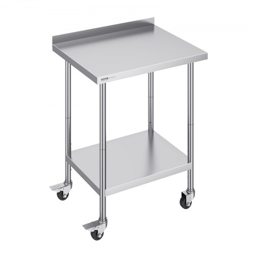 

VEVOR 24 x 30 x 40 Inch Stainless Steel Work Table, Commercial Food Prep Worktable with Casters, Heavy Duty Prep Worktable, Metal Work Table with Adjustable Height for Restaurant, Home and Hotel