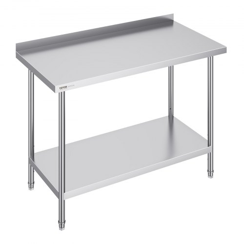 VEVOR 24 x 48 x 36 Inch Stainless Steel Work Table, Commercial Food Prep Worktable Heavy Duty Prep Worktable, Metal Work Table with Adjustable Height