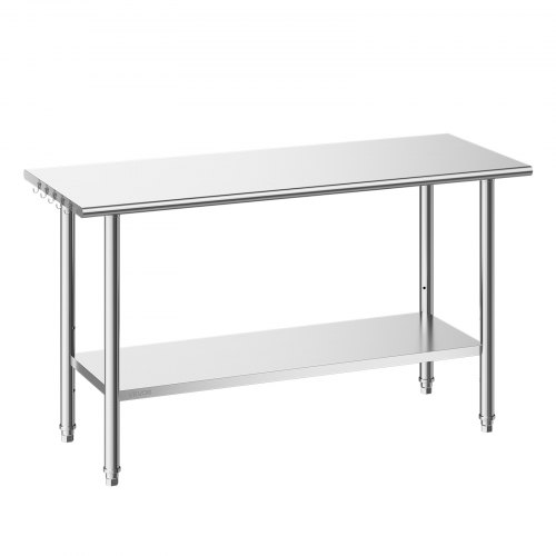 

VEVOR Stainless Steel Work Table, 24x60 Inch Food Prep Table, Commercial Kitchen Workstation with Adjustable Undershelf, Metal Heavy Duty Utility Worktable, for Restaurant Home Hotel Garage Outdoor