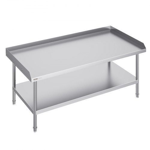 VEVOR Stainless Steel Work Table, 30 x 60 x 26 Inch Commercial Food Prep Worktable, 3-Sided Backsplash Heavy Duty Prep Worktable, Metal Work Table with Adjustable Height for Restaurant Home Hotel CFBXGGZTSBT3TQ6L7V0