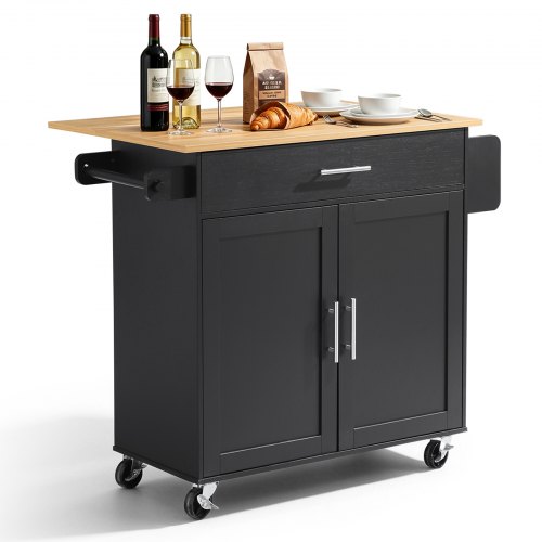 VEVOR Kitchen Island Cart with Storage, 42.28 in Wide Mobile Rolling Storage Island on Swivel Wheels