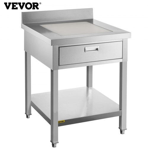 VEVOR Commercial Food Prep Worktable 24x30 in Stainless Steel Table with Drawer Kitchen Utility Table with Undershelf and Backsplash Kitchen Island 440 Lbs Load Capacity for Restaurant, Home and Hotel