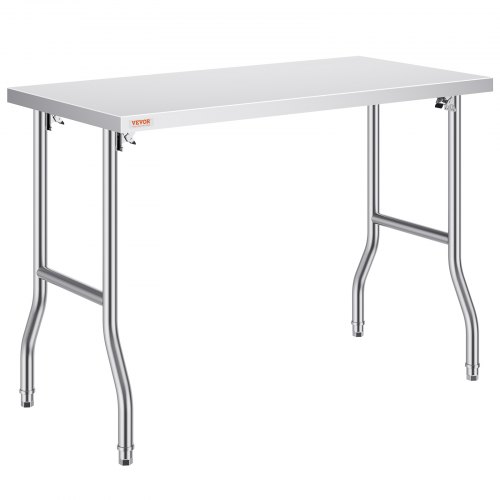 VEVOR Commercial Worktable Workstation 48 x 24 Inch Folding Commercial Prep Table, Heavy-duty Stainless Steel Folding Table with 661 lbs Load, Kitchen