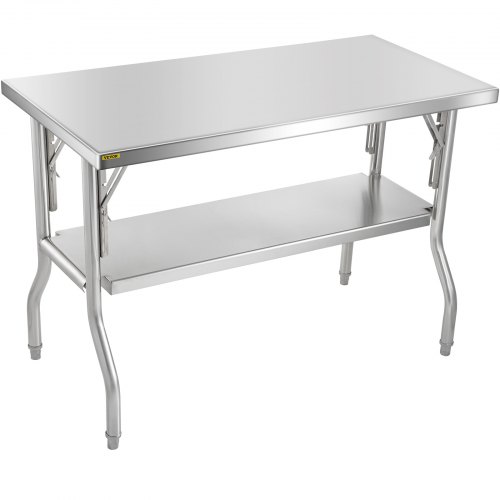 Vevor Stainless Steel Folding Commercial Prep Table With Undershelf -48 X 24 In.