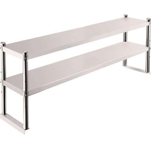 

VEVOR Double Overshelf, Double Tier Stainless Steel Overshelf, 36 in. Length x 12 in. Width Double Deck Overshelf, Height Adjustable Overshelf for Prep & Work Table in Kitchen, Restaurant